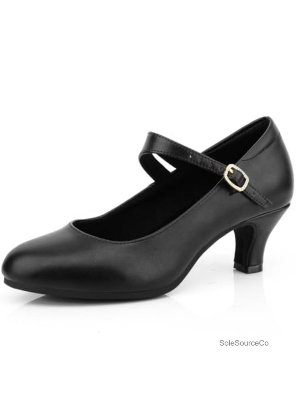 Leather Ankle Strap Dance Heels Women's Ballroom Latin Dress Pumps